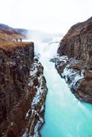 A frosty waterfall in Iceland