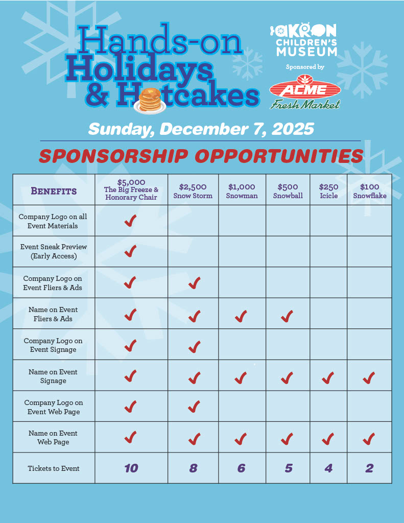 Hands-On Holidays & Hotcakes Sponsorship Package