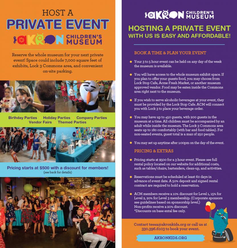 Book a Private Event at the Akron Children's Museum!